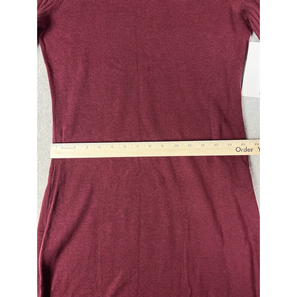 JustFab Sweater Dress Womens Small Burgundy Cold Shoulder Ribbed Bodycon Mini - Picture 6 of 13